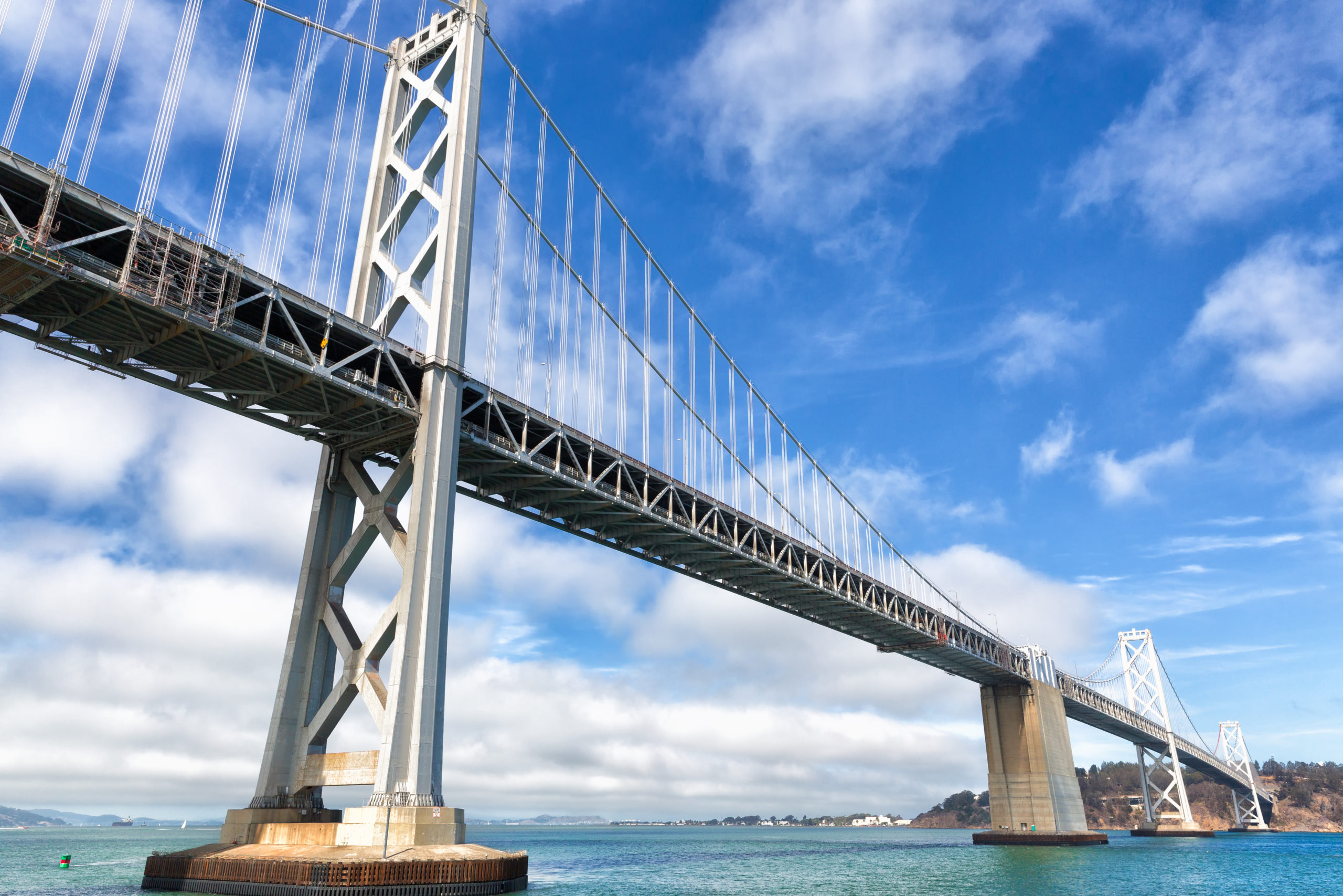 San Francisco Oakland Bay Bridge. Dramatic view of the western seaboard