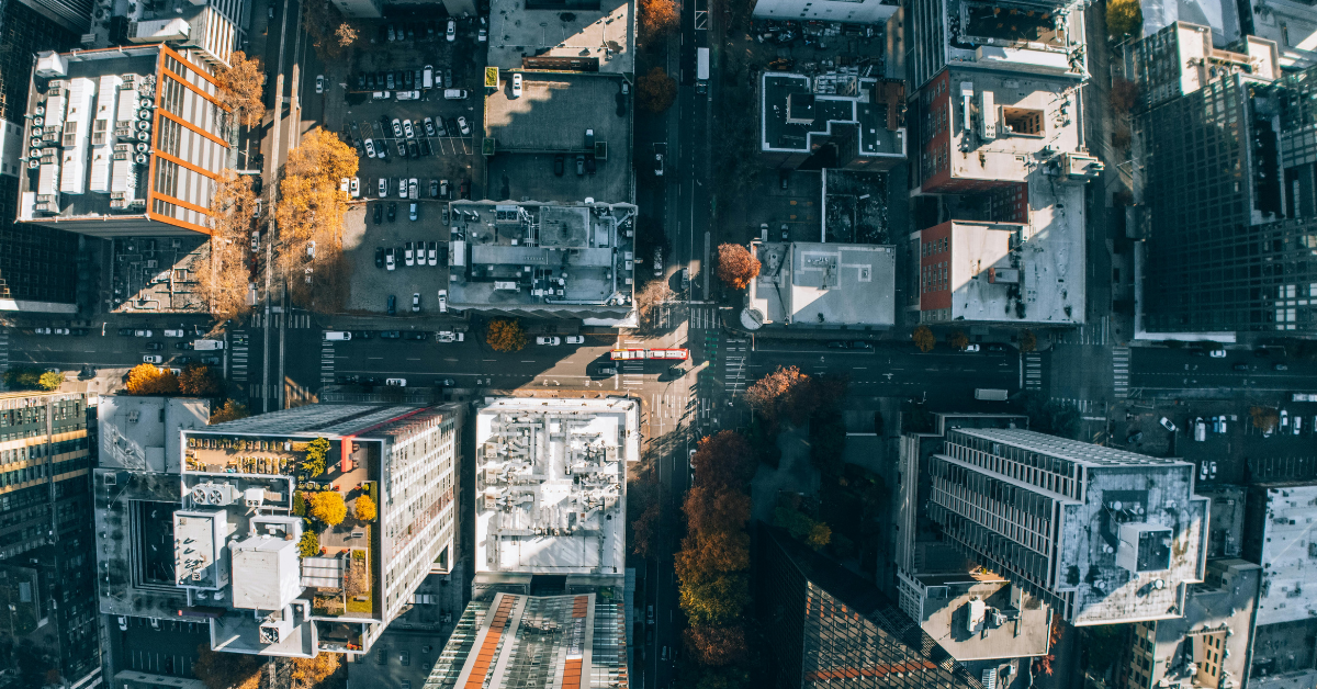 overhead view of a city, signifying turnover
