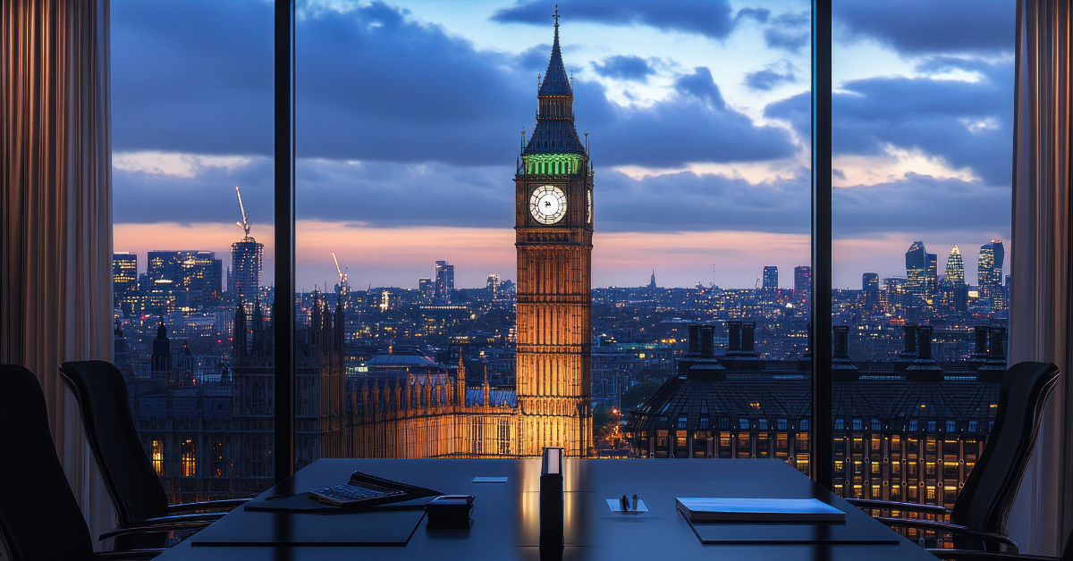 London Cityscape View from Modern Office