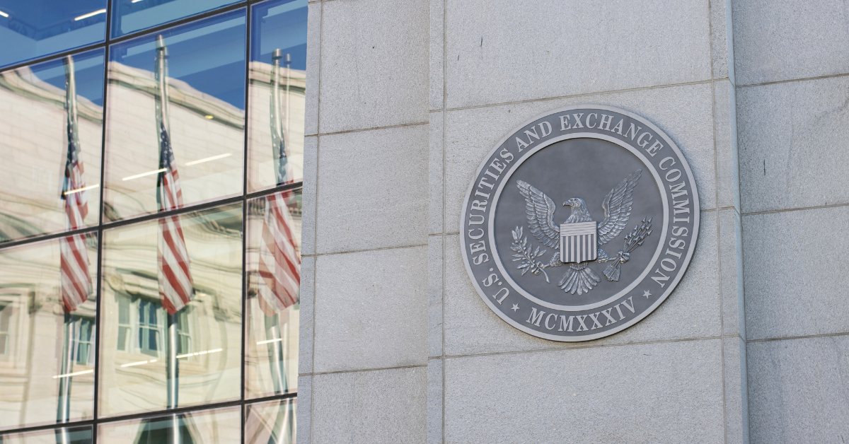 SEC Securities and Exchange Commission signage in front of building