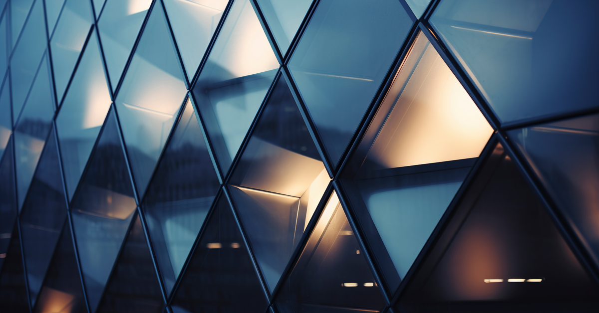 Close-up glass and steel facade modern Architecture exterior