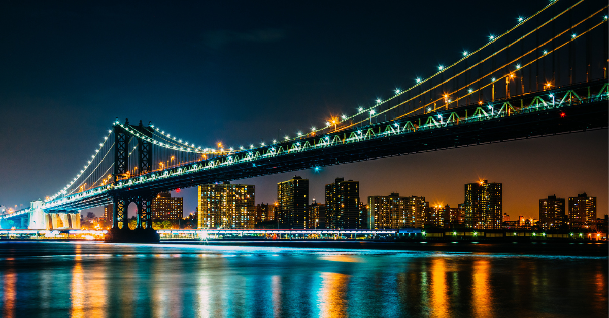 Manhattan Bridge at night, signifying link